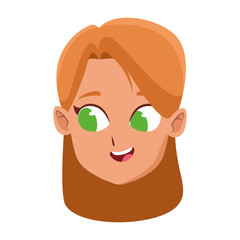 cartoon girl face icon, flat design