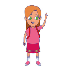 cute girl standing with school backpack icon