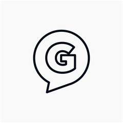 letter G chat with bubble line logo. talk logo vector modern illustration graphic abstract template. minimalist Chat concept Logo Template. Communication icon vector, social media icon - VECTOR