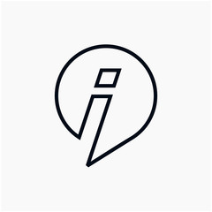 letter I chat with bubble line logo. talk logo vector modern illustration graphic abstract template. minimalist Chat concept Logo Template. Communication icon vector, social media icon - VECTOR