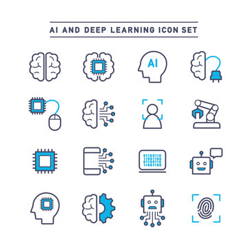 AI AND DEEP LEARNING ICON SET