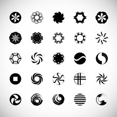 Abstract Circle Icon Set. Vector Isolated On Gray. Abstract Circle For Company Symbol, Dot Logo, Technology Icon And Element Design.Creative Circle Icons For Dot And Tech Logo. Abstract Round Template