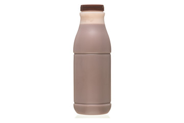 Bottle of fresh milk and chocolate milk  isolated on white .