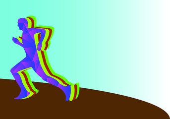 Fototapeta na wymiar muliti colors run man on brow and blue gradient background vector eps 10