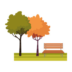 trees and bench park icon, colorful design