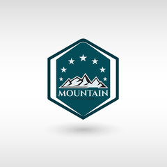 Mountains logo illustration, outdoor adventure. Illustration Peak, hill or expedition logo. Simple and minimalist style