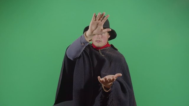 Adult Man Magician Opening A Portal