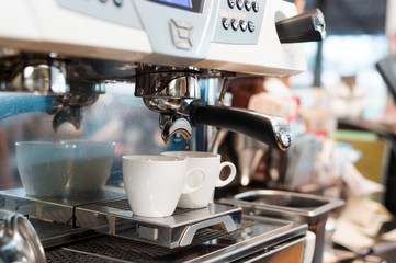 black coffee morning on coffee maker