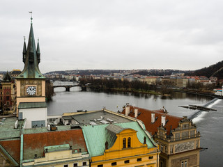 Obraz premium Old Town Water Tower with views over Vltava river - Prague, Czech Republic