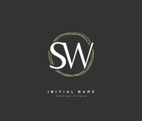 S W SW Beauty vector initial logo, handwriting logo of initial signature, wedding, fashion, jewerly, boutique, floral and botanical with creative template for any company or business.