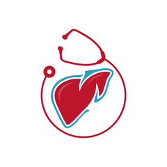 Liver care logo design vector. heart shilhoutte with medical symbol template illustration for liver doctor logo sign.