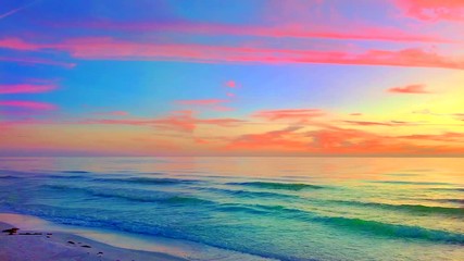 Rainbow Colorful Sunset Ocean Beach Waves