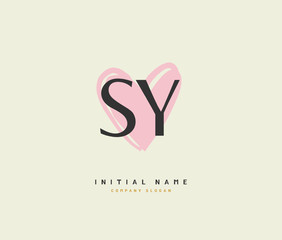 S Y S Y Beauty vector initial logo, handwriting logo of initial signature, wedding, fashion, jewerly, boutique, floral and botanical with creative template for any company or business.