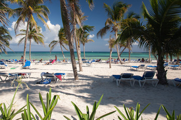 Caribbean resort on the Riviera Maya in Cancun Mexico ocean side