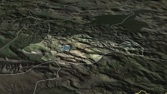 Siirt - province of Turkey with its capital zoomed on the satellite map of the globe. Animation 3D