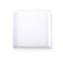 square plate ,top view on white background