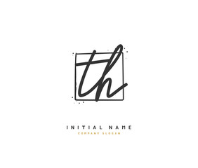 Fototapeta na wymiar T H TH Beauty vector initial logo, handwriting logo of initial signature, wedding, fashion, jewerly, boutique, floral and botanical with creative template for any company or business.