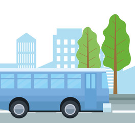 Bus on the street vector design