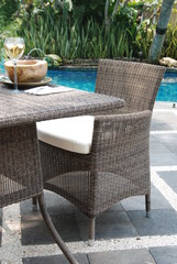 Artistic Ethnic Classy Modern Elegant Luxury Indoor Home Interiors and Outdoor Garden Park Furniture Table Chair Cabinet Accessories from Rattan Plastic Wicker or Wooden Materials for Hotel and House 