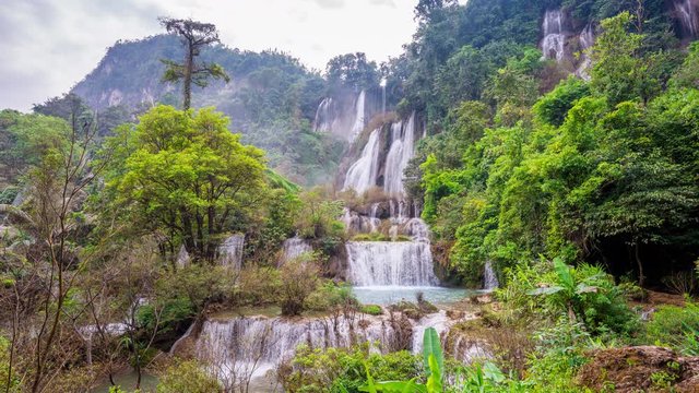 Time lapse of Thi Lo Su (Tee Lor Su) in Tak province. Thi Lo Su waterfall the largest waterfall in Thailand.