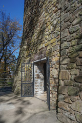 Washington Crossing, PA: The entrance to Bowman's Hill Tower (1931), in Washington Crossing Historic Park.