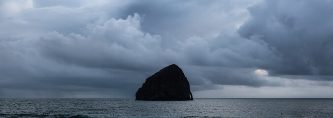 Pacific City, Oregon, United States of America. Beautiful Panoramic View of Chief Kiawanda Rock on...