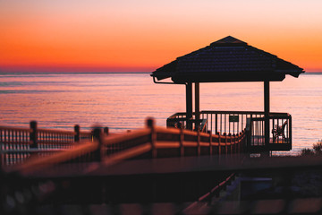 Ventana gazebo at sunset. Shore Cliff, Pismo Beach, California. 