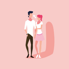 couple of people in love, man and woman embracing each other affectionately