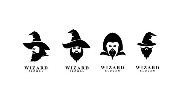 set of wizard badge logo icon design vector illustration