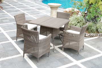 Artistic Ethnic Classy Modern Elegant Luxury Indoor Home Interiors and Outdoor Garden Park Furniture Table Chair Cabinet Accessories from Rattan Plastic Wicker or Wooden Materials for Hotel and House 