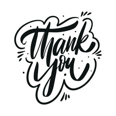 Thank You sign. Motivation modern calligraphy phrase. Hand drawn vector lettering. Black ink.