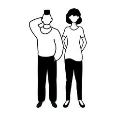 couple of people faceless on white background
