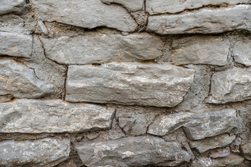 Background of an old wall of stone and clay with straw