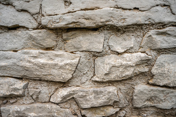 Background of an old wall of stone and clay with straw