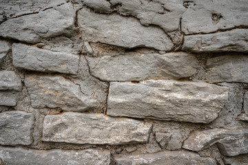 Background of an old wall of stone and clay with straw