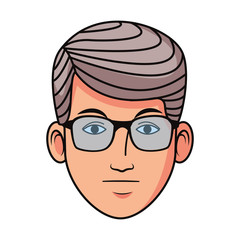 adult man face with glasses, flat design