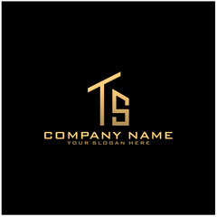 Letter TS With Building For Construction Company Logo