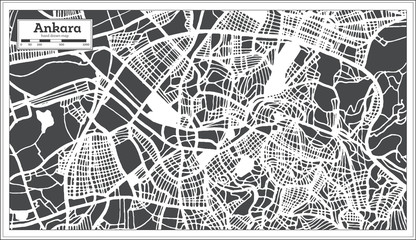 Obraz na płótnie Canvas Ankara Turkey City Map in Retro Style. Outline Map.