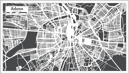 Adana Turkey City Map in Retro Style. Outline Map.