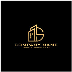 Letter S With Building For Construction Company Logo