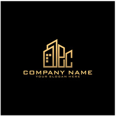 Fototapeta premium Letter EC With Building For Construction Company Logo