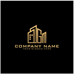 Fototapeta premium Letter GM With Building For Construction Company Logo