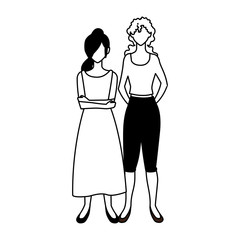 women faceless standing with different poses