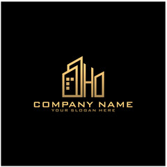 Letter HO With Building For Construction Company Logo