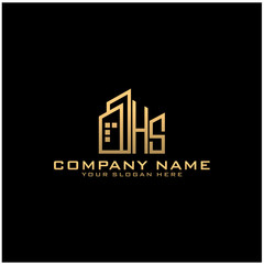 Fototapeta premium Letter HS With Building For Construction Company Logo