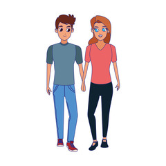 Fototapeta premium young man and woman icon over white background, colorful design
