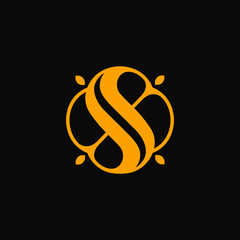 Elegant and Luxury circle SS monogram logo template, golden letter S logo template, S8 logo .vector 