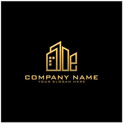 Fototapeta premium Letter OE With Building For Construction Company Logo