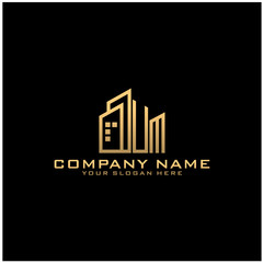 Fototapeta premium Letter UM With Building For Construction Company Logo