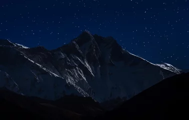Crédence de cuisine en verre imprimé Everest Sommet du mont Everest la nuit, Népal